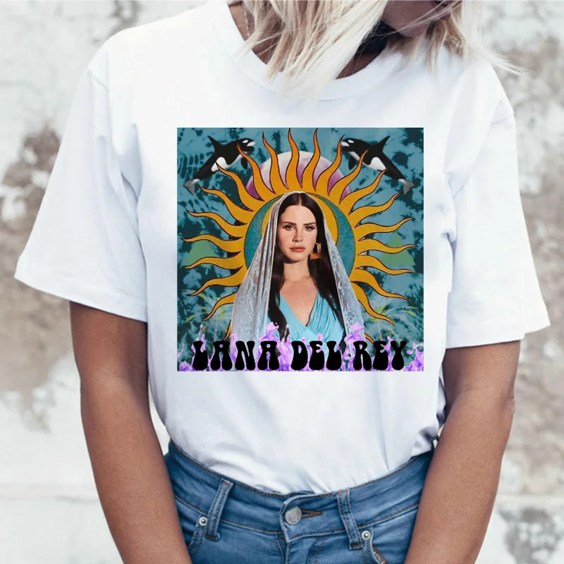 Футболка lana del rey, Корейская женская забавная мультяшная одежда, футболка, Harajuku, женская одежда, Ullzang, топ, футболка с принтом - Цвет: 2776