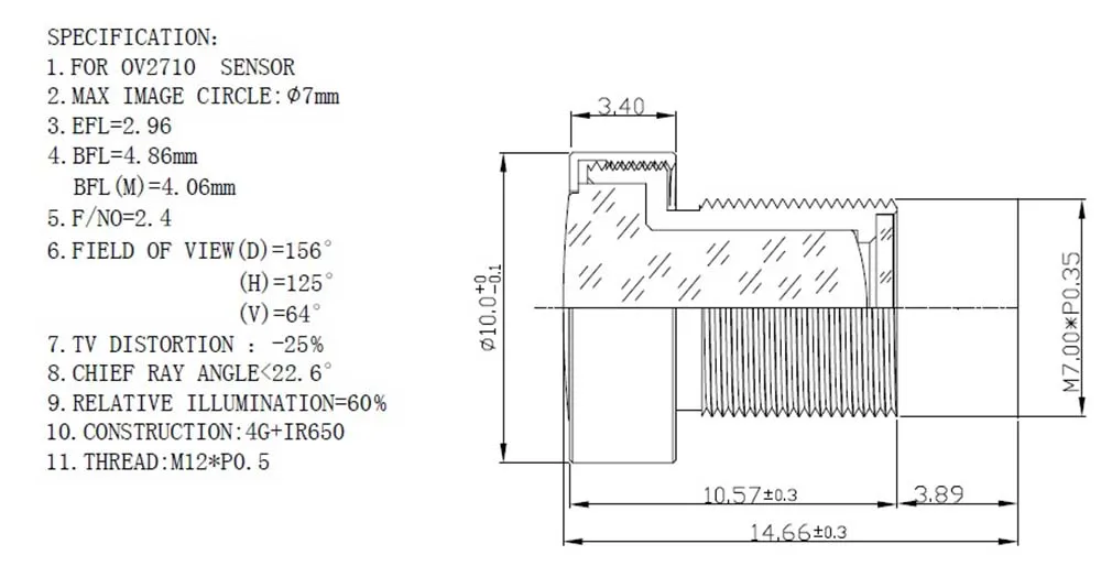 Yumiki 2,96 мм M7 объектив 1/2. 7 дюймов 5MP ИК F1/2,4 без искажения объектива для камеры видеонаблюдения широкий угол обзора 156 градусов