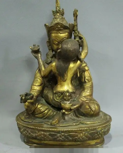 

S6181 Tibet Buddhism bronze 24K Gold red Jambhala Padmasambhava Buddha statue D0318
