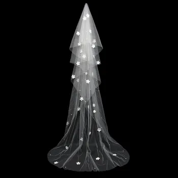 

Manufacturers selling 3 m new romantic wedding long tail yarn bride wedding petals veil