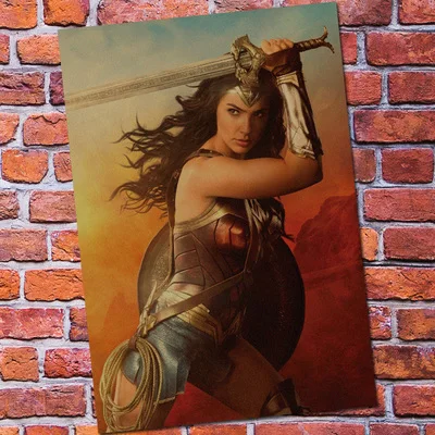 Винтажный бумажный Ретро аниме постер-Wonder Woman DC-poster cudi poster/Винтажный домашний Настенный декор - Цвет: Прозрачный