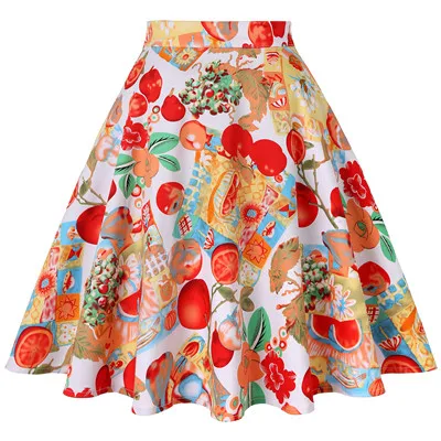 Летняя короткая юбка миди, подиумная винтажная рокабилли, красные женские юбки, сексуальные юбки в горошек, 50S 60S - Цвет: 2