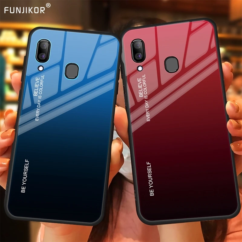 Роскошный градиентный чехол из закаленного стекла для Samsung Galaxy A20 SM-A205F/DS A 20 S E A205