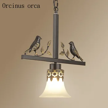 

American single head bird chandelier dining room living room bar bedroom balcony aisle retro creative personality pendant lamp