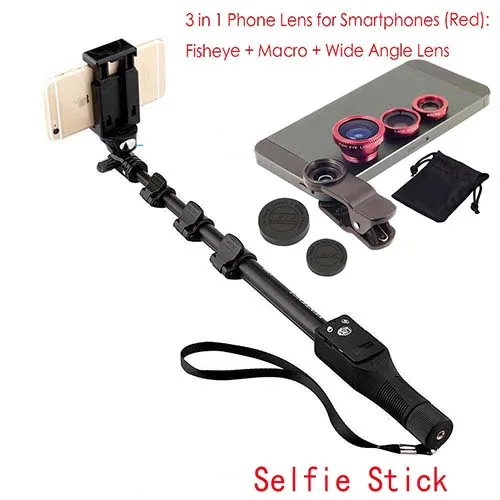 1288 Bluetooth Выдвижная Selfie Stick Телескопический монопод + Рыбий глаз Макро Широкий формат телефона объектива для samsung Примечание 8 6 5 huawei p20