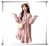 Spring-Women-s-Clothing-2018-New-Korean-Harajuku-Bandage-Lantern-Sleeve-Long-sleeved-Plaid-Dress-Girls.jpg_200x200