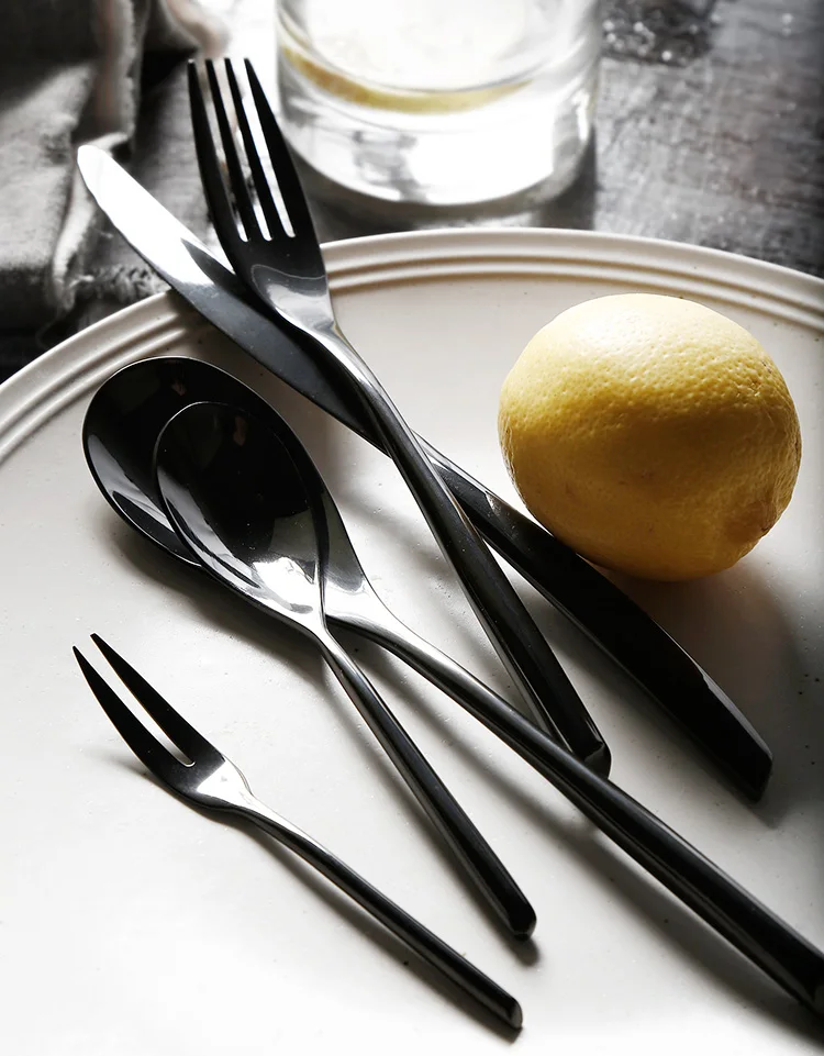 Бренд Upors, 4 шт., золотой набор посуды, черное серебро, 304, нержавеющая сталь, нож для стейка, вилка, посуда, набор столовых приборов