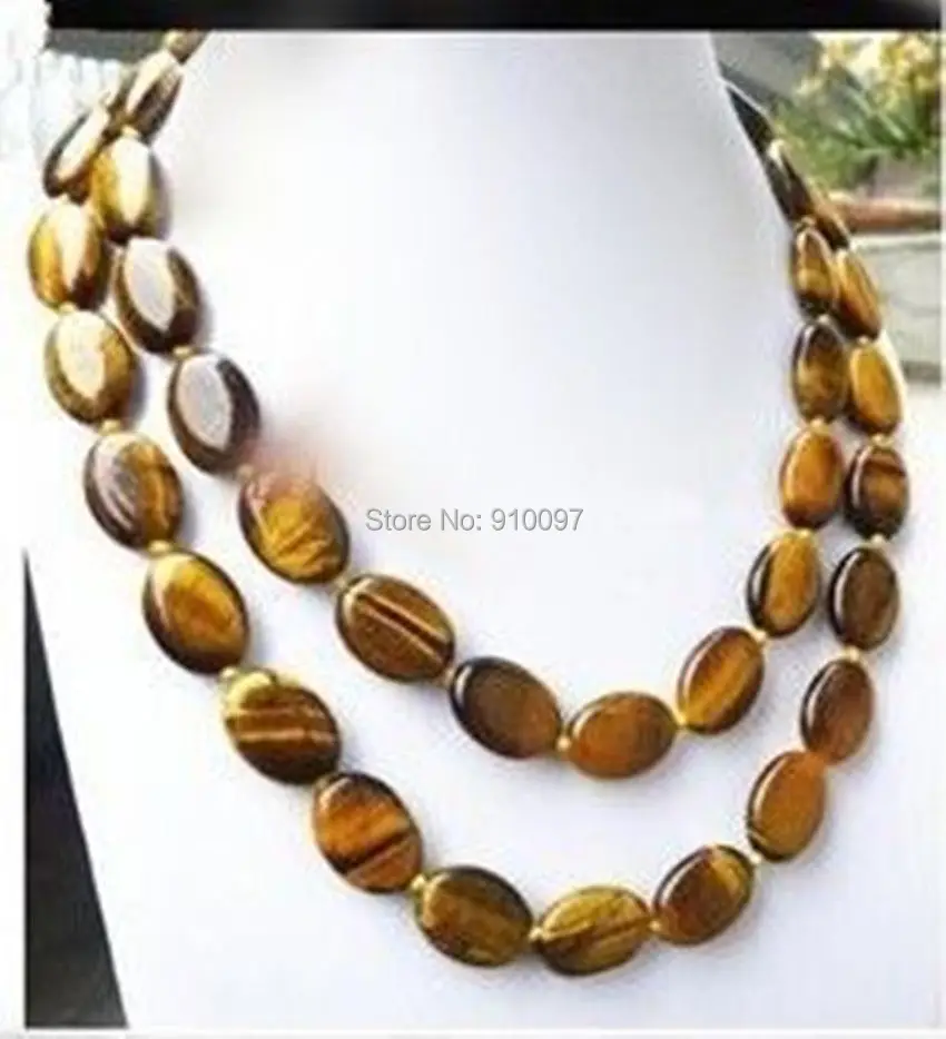 

free shipping >Natural 13x18MM Oval Tiger Eye Beads Necklace 32