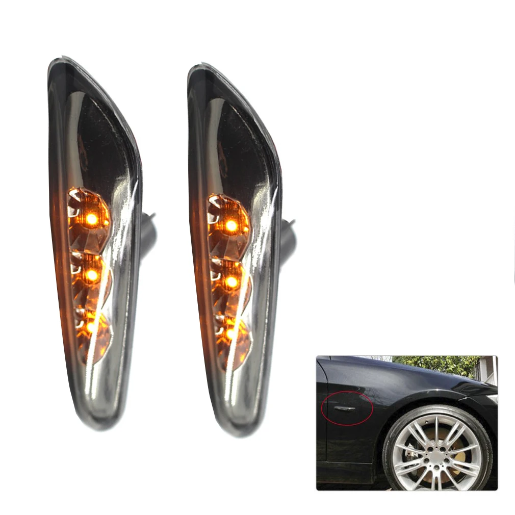 New 2pcs Auto Car Side Marker Lights Turn Signals Indicator LED Brake