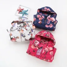 Wholesale Children Winter Clothing Thicker Boys Cotton Coats with Hooded White Red Nany High Quality Zipper Outerwear for Girls