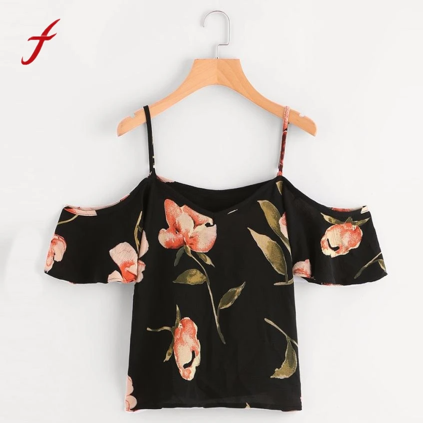 Feitong verano blusa femenina blusas de mujeres Sexy hombro frío corta de impresión Floral blusas Crop Tops blusas de mujer de moda 2020 nuevo|blusas de mujeres|blusas mujerblusa corta - AliExpress
