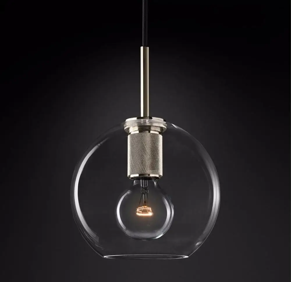 Американская RH лампа Эдисона E27 G80 светодиодный Люстра светодиодный подвесной светильник освещение золотой/черный/серебристый металлический стеклянный светодиодный светильник - Цвет абажура: E 1 light silver