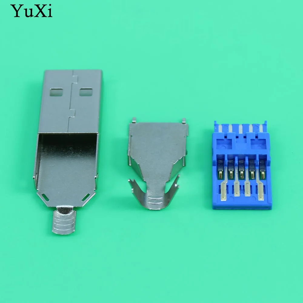 YuXi DIY USB 3.0 Male Connector USB Jack Soldering Type Line Tail
