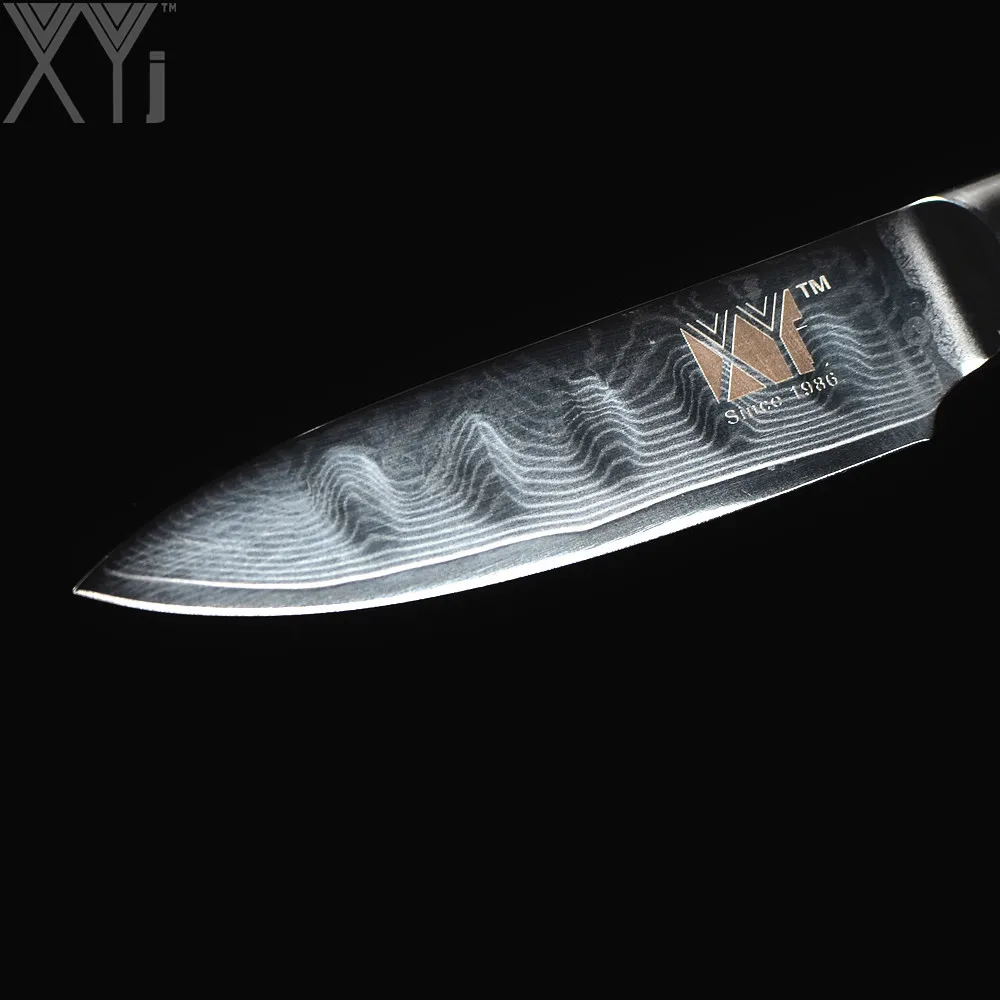 XYj одинарный дамасский нож 3 &quot4&quot 5 &quot6&quot дюймов VG10 Дамасская сталь кухонные