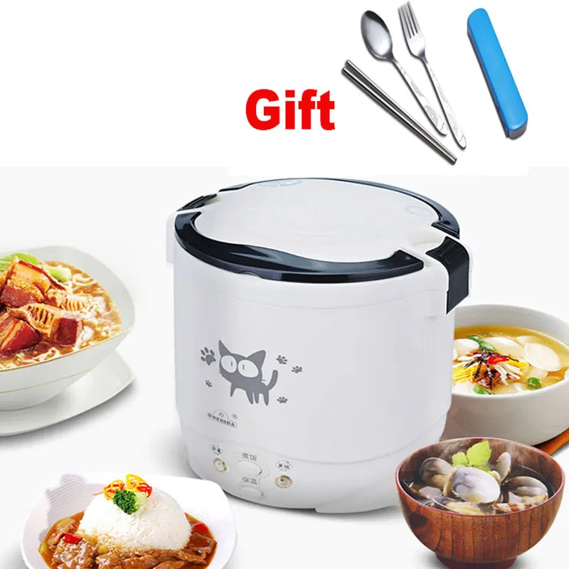 1L Portable Cooking Pot In home 220V 24/12VTruck Car Electric Mini Rice