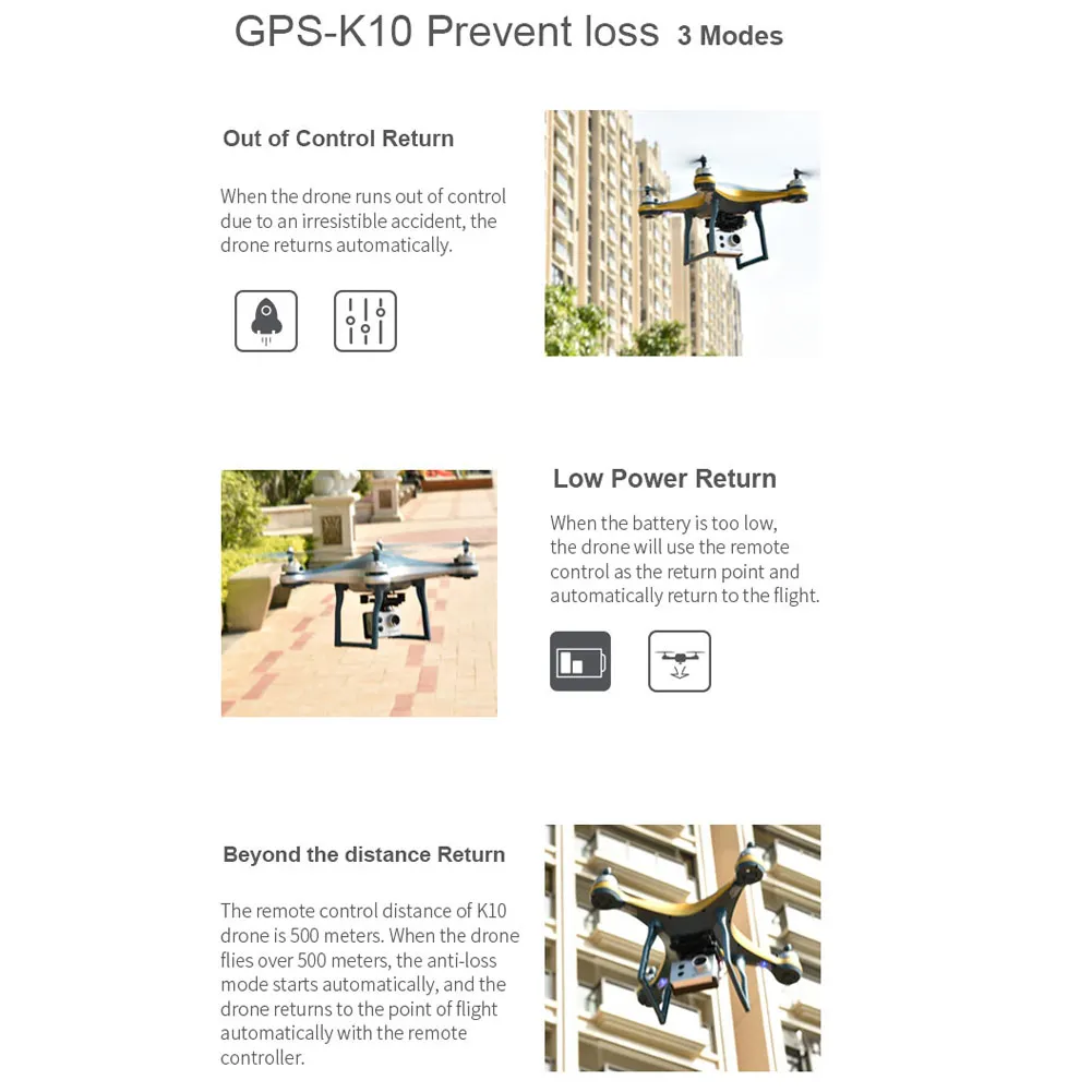 K10 gps Дрон Wi-Fi FPV Дрон Регулируемый HD ESC камера широкий угол Высота удержания Квадрокоптер Дрон