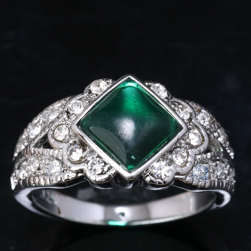 Безупречный квадратных зеленый кубический цирконий multigems Самоцветы 925