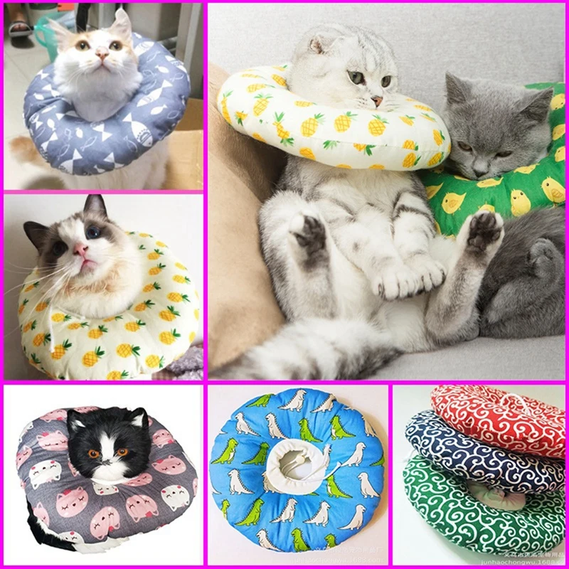

Cute Pet Cat Recovery Collar Elizabeth Protective For Dog Preventing Licking Wound Small Pillow Collar For Dogs