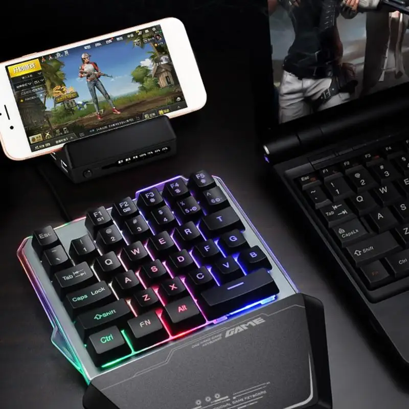 G40 одна рука USB профессиональная Проводная 35 клавишная игровая клавиатура RGB светодиодный подсветка клавиатура для PUBG ПК компьютер