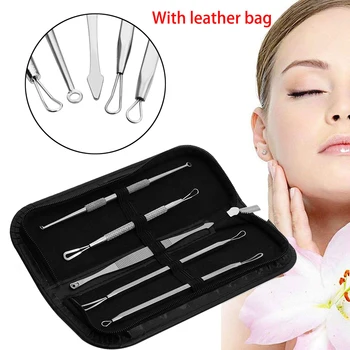 

5Pcs Stainless Steel Bend Curved Blemish Extractor Tool for Remove Comedones Whitehead Blackhead Acne Beauty tool