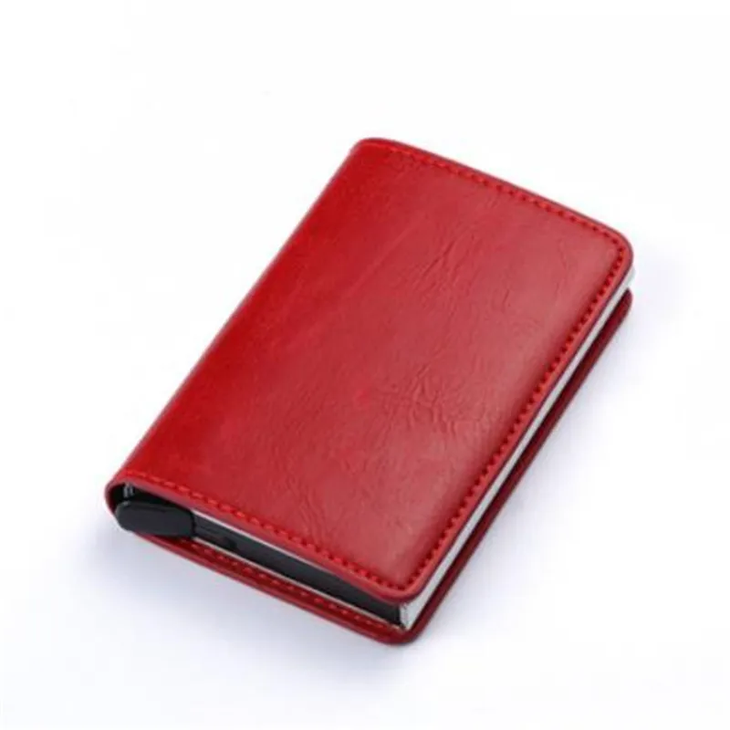 

BYCOBECY 2019 RFID Aluminium Alloy Credit Card Holder Men Women PU Leather Card Wallet Automatic Pop Up Coin Case Card Holder