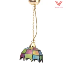 1:12 Кукольный домик Миниатюрный Зонт позолоченный металлический потолочный светильник Беспроводная модель