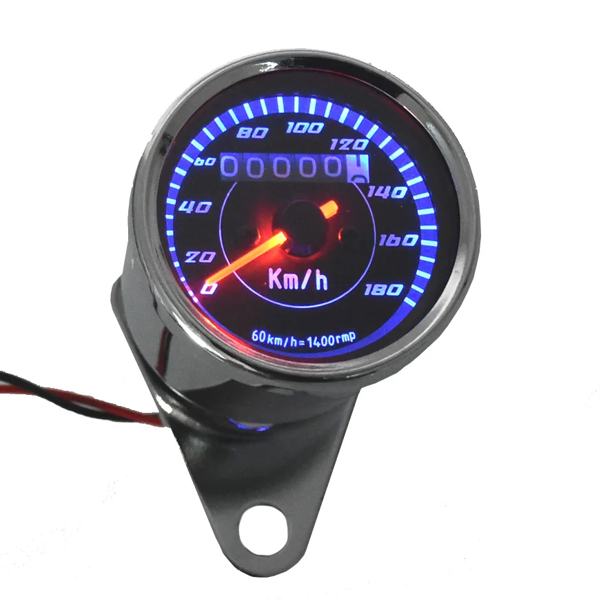 New Universal Motorcycle Speedometer Meter Double Color LED Light