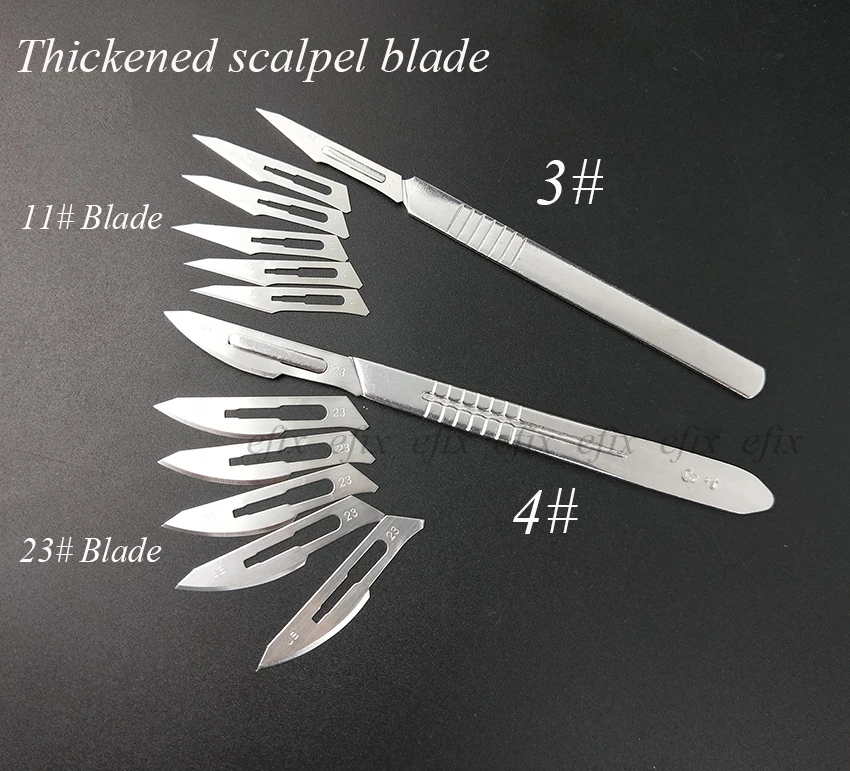 

10 pc 23# 1 Set Carbon Steel Surgical Scalpel Blades + 1pc 4# Handle Scalpel DIY Cutting Tool PCB Repair Knife