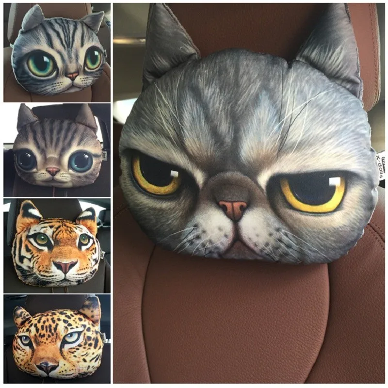 30-25cm-Creative-3D-Animal-Cat-Dog-Emoji-Car-Seat-Neck-Rest-Cushion-Headrest-Pillow-With