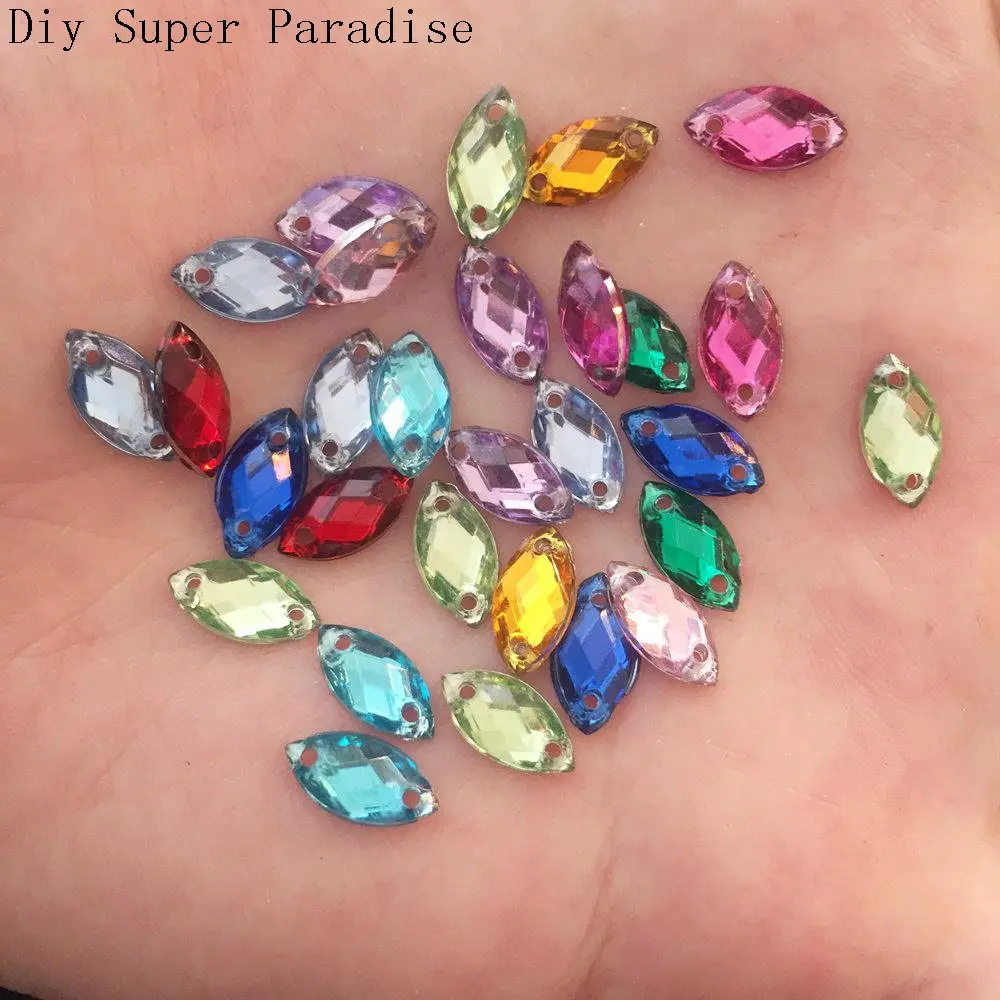 

Hot Clothing Accessories 1000pcs 5*10mm Mix Resin Horse Eye FlatBack Rhinestone Scrapbooks DIY 2 Hole Buttons F153*10