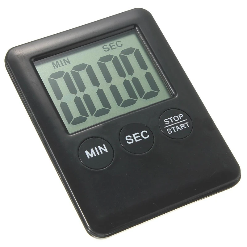 Black LCD Countdown Count UP Alarm Clock Digital Kitchen Timer