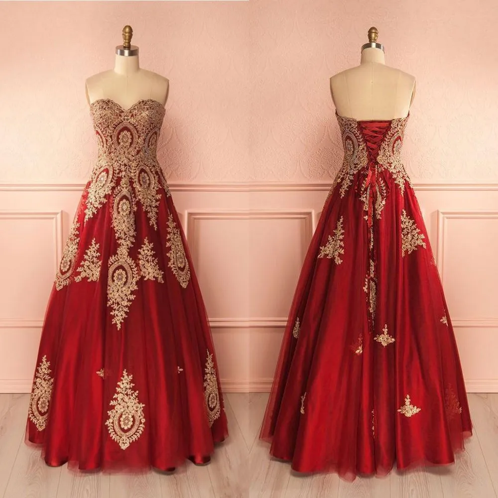 gold and red evening gown