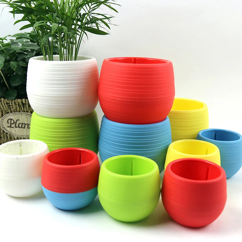 

1 x Mini Round Plastic Meat Plant Flower Pot Garden Home Office Decor Micro Landscape Planter