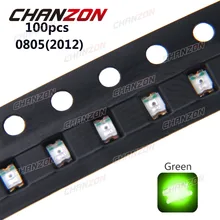 100 шт. SMD 0805(2012) Зеленый SMT светодиодный чип бусины 20mA 3V 250mcd светодиодный светильник, излучающая Диодная лампочка супер яркий электроники Компоненты