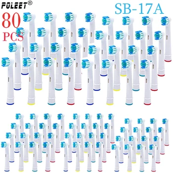 

Poleet 80Pcs/Lot Electric Toothbrush Replacement Heads SB-17A EB17 SB17A For Oral-By ToothBrush Heads Oral Hygiene Soft Bristles