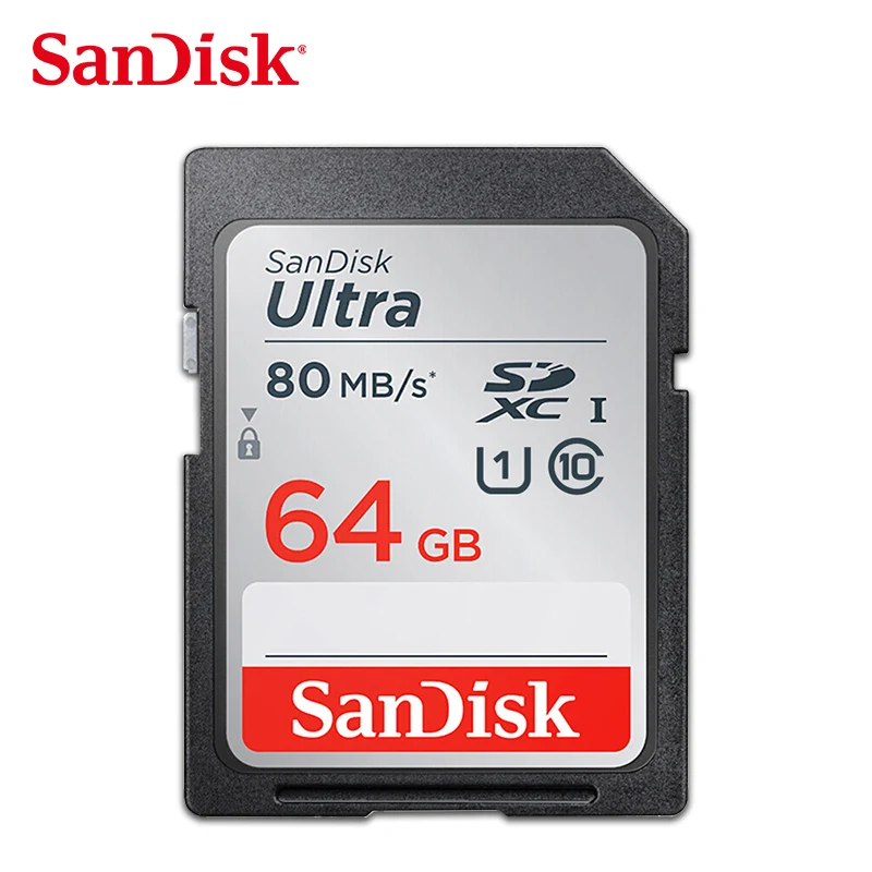 Двойной Флеш-накопитель SanDisk Ultra 16 Гб оперативной памяти, 32 Гб встроенной памяти, 64 ГБ 128 карты C10 UHS-I 80 МБ/с. слот для карт памяти SDHC/SDXC SD карты Class10 cartao de memoria для Камера - Емкость: 64 ГБ