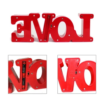 

Romantic gift 11 Warm White leds Lamp 11.81inches LOVE Battery Night Lights for Wedding Valentine bedroom Decoration-Red