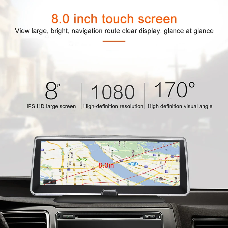 Автомобильный видеорегистратор Yantu 8 0 &quotс GPS навигацией FHD 1080P Wi Fi дистанционным