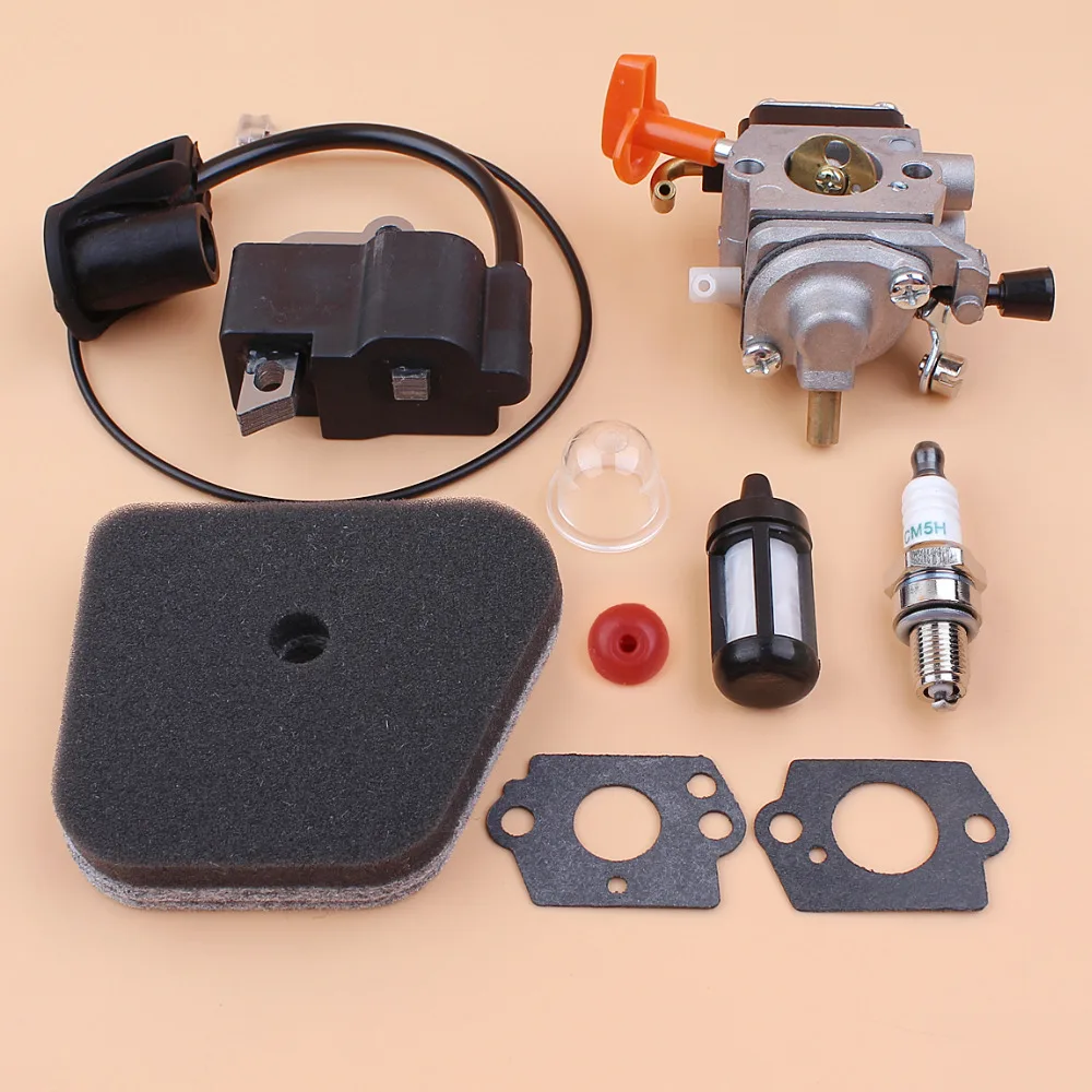 Carburetor Ignition Coil Air Filter Spark Plug Kit For STIHL FS87 FS90 FS100 HL100 HL95 KM90 KM100 KM130 String Trimmer Strimmer