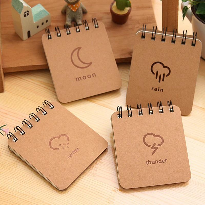 

1pc Weather Forecast Series Mini Portable Snow Thunder Moon Rain Coil Book Pocket Notebook Notepad Kids Student Writing Supply