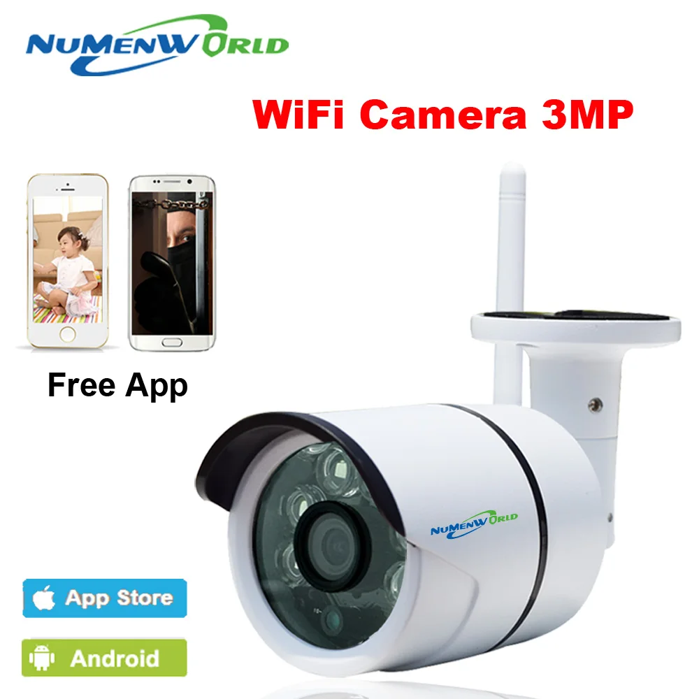 WIFI IP Camera Outdoor 3MP Night Vision ONVIF H.264/H.265 Wireless CCTV Camera Remote View Via Smart Phone support SD memory