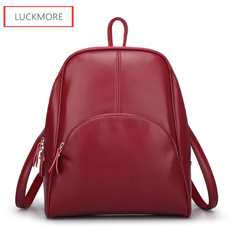 2016 Fashion Design Genuine Leather Women Backpack Casual School Bags For Teenagers Girls High Quality Female Travel Back Packs