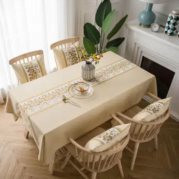 

2019 New Arrival Embroidered Table Cloths Vintage American Rural Polyester Tablecloth Blue Green Beige Table Cover Obrus ZC039