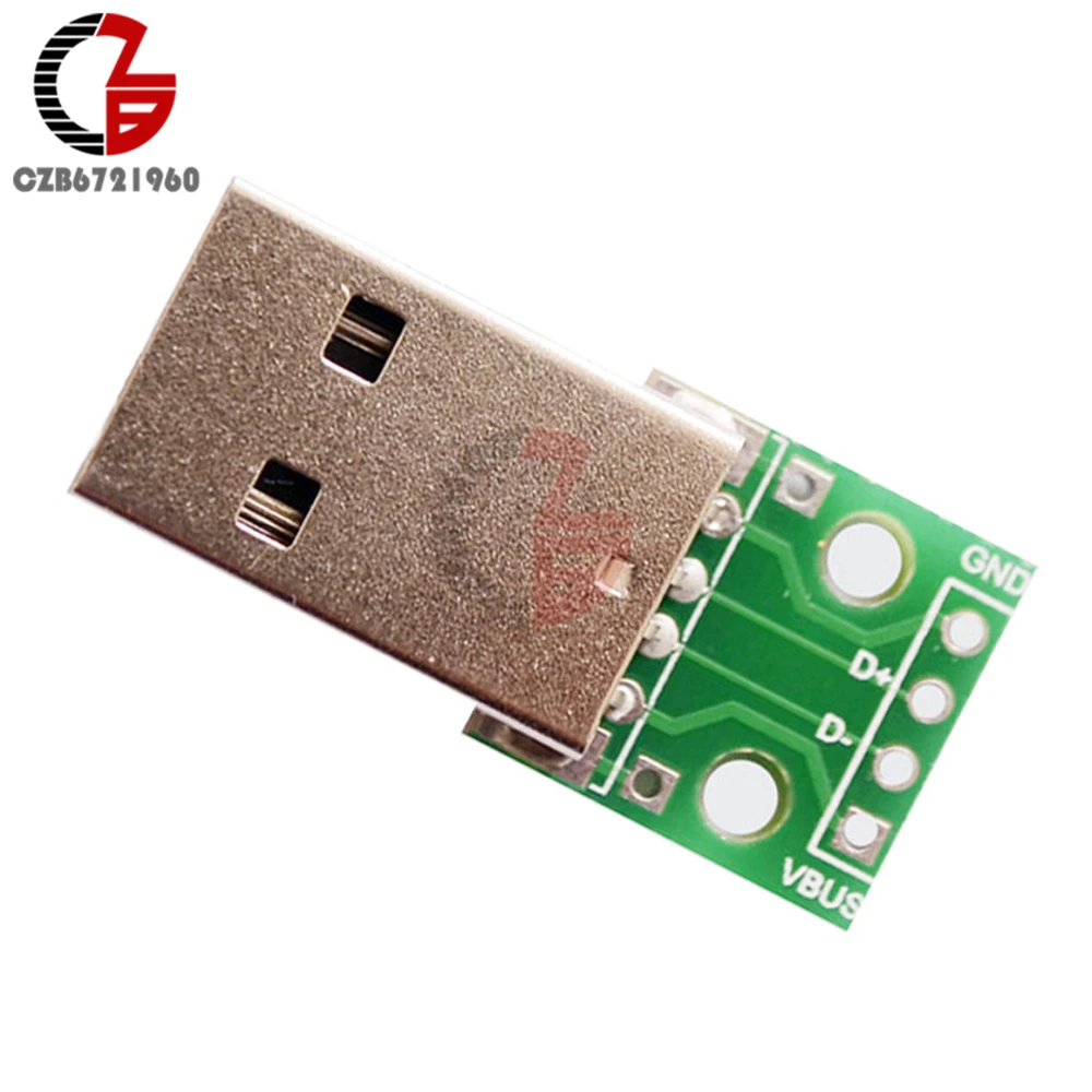 5PCS USB Male to 2.54mm DIP Adapter Converter Board 4 Pin PCB DIY Power Supply