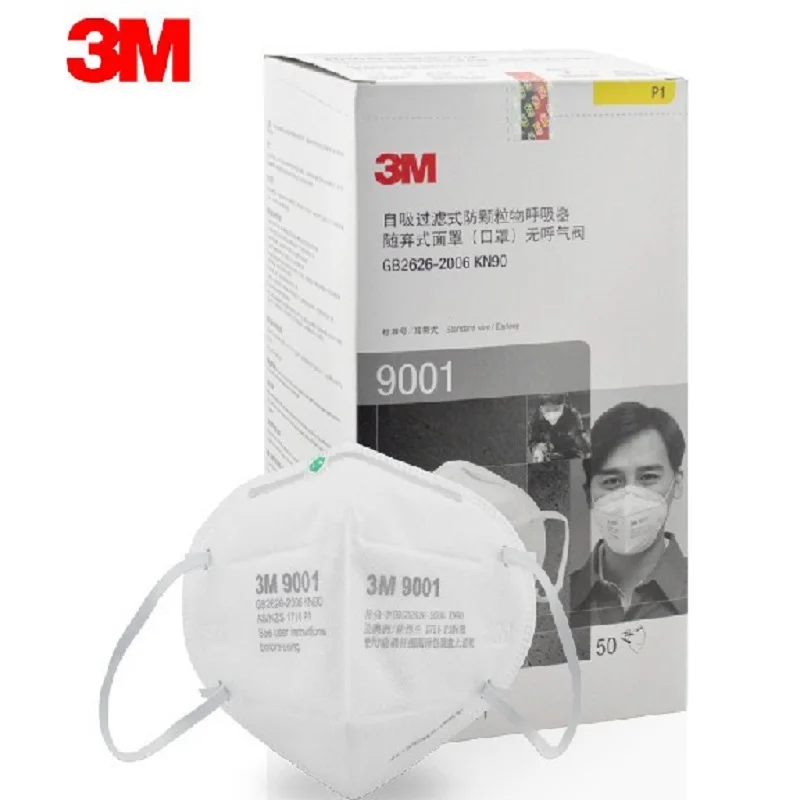 

50pcs 3M 9001/9002 Dust Protective Mask Antipm2.5 Respirator Anti-fog Masks Industrial Elastic Headband Electrostatic Filter
