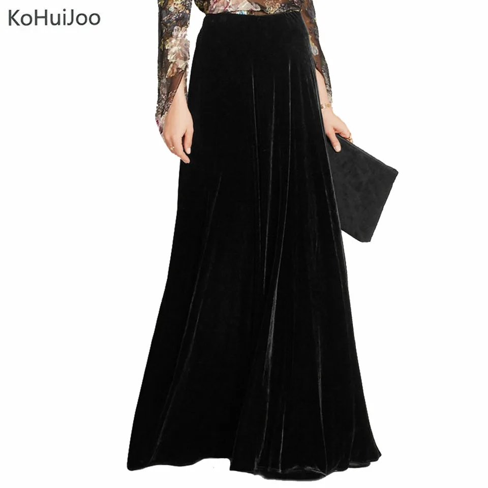velvet mid length skirts