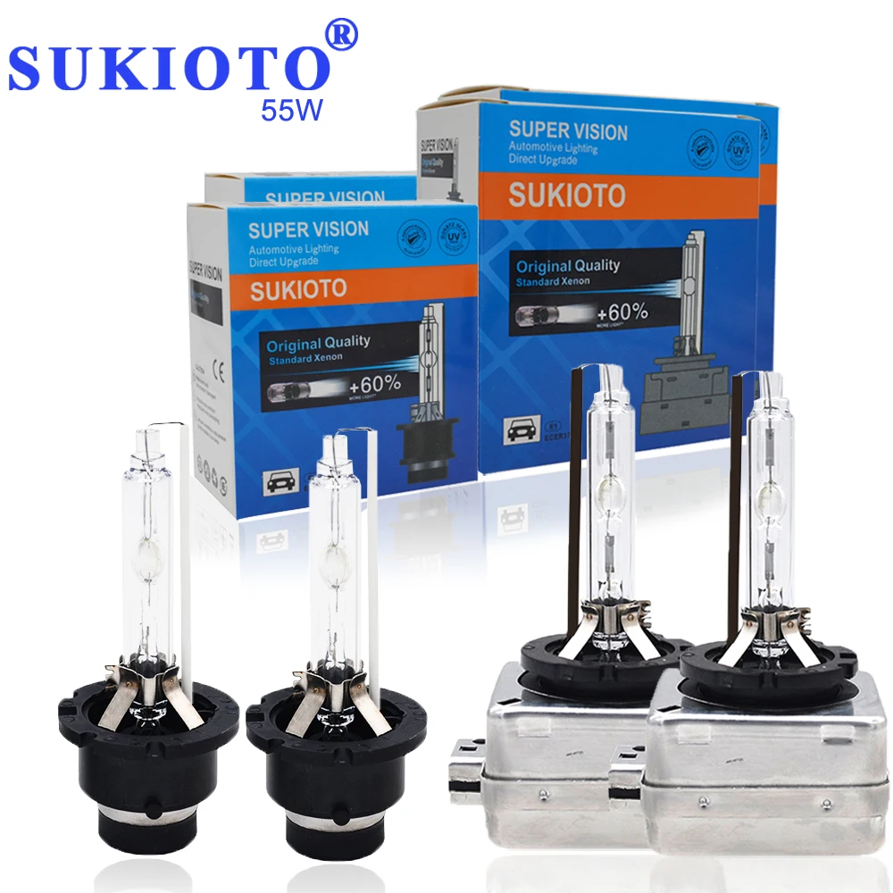 SUKIOTO HID Xenon Bulbs d1s 5000k d4s 4300K d2s 55W 12V 6000k 8000K car hid xenon bulb 10000K Metal Claw hid headlight bulbs (2)