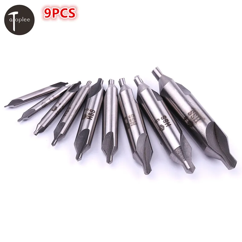 

9PCS/set 1-6mm Center Drill HSS 2 edges Reaming Drill Center Drill Bit For Hole Machining Reduces Error 9 Sizes