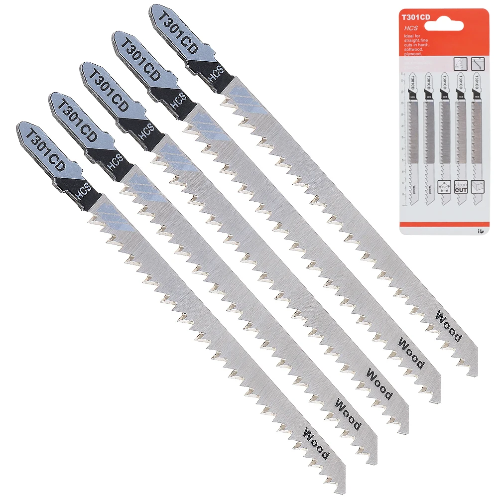 

5pcs/set T301CD 116mm High-carbon Steel Reciprocating Jig Saw Fast-Cutting Saw Blade for Wood / Board / Plastic Cutting Hot