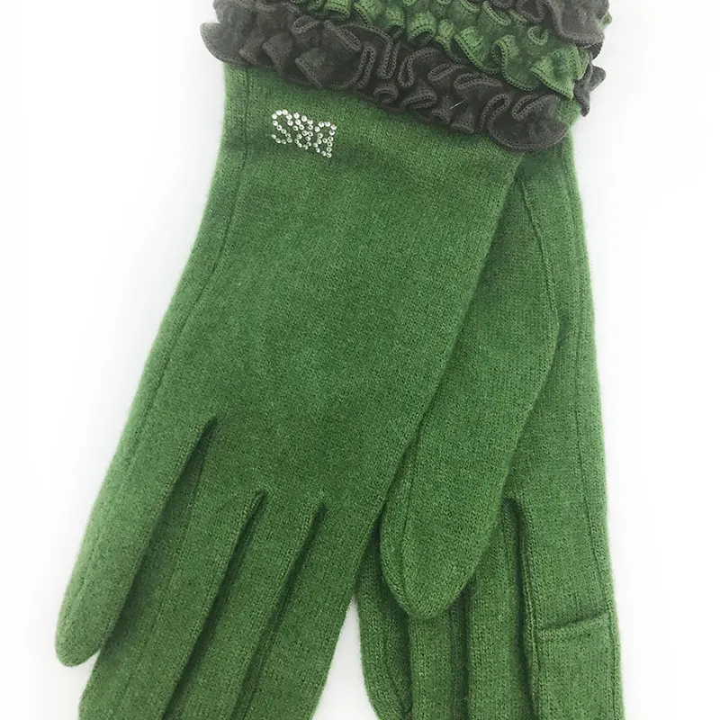 Женские перчатки новые зимние перчатки мягкие толстые теплые шерстяные варежки пара варежки простые вязаные перчатки Handschoenen - Цвет: green
